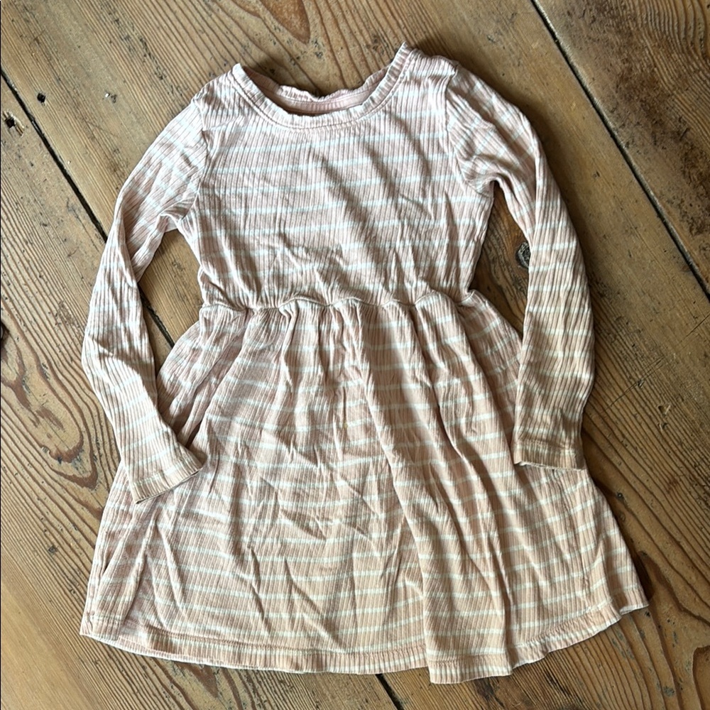 Hanna Andersson Pink Striped Ribbed Dress